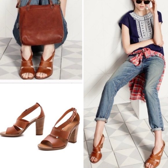 Madewell Beckett Warm Sand Brown Leather Sandals - Picture 1 of 12